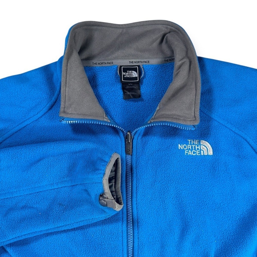 The North Face Womens Blue Full Zip Fleece Jacket Mock Neck Large L G TKA 100